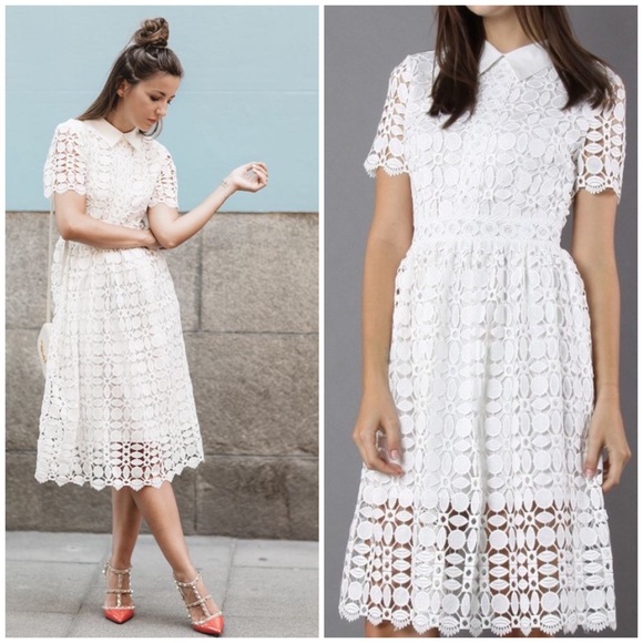 Chicwish Dresses & Skirts - Chicwish White Crochet Collared Dress Small NWT